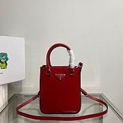 Prada Small Brushed Leather Tote Scarlet - 17.5x15x5cm - 1