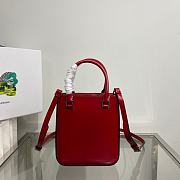 Prada Small Brushed Leather Tote Scarlet - 17.5x15x5cm - 4