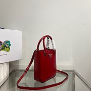 Prada Small Brushed Leather Tote Scarlet - 17.5x15x5cm - 3