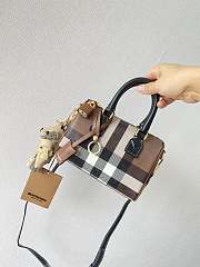 Burberry Mini Bowling Check Canvas & Leather Bag 18.5x11x12cm - 1