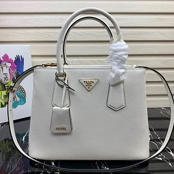 Prada Medium Saffiano Leather Double Bag White - 31x22.5x13.5cm