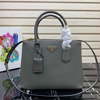 Prada Medium Saffiano Leather Double Bag Grey - 31x22.5x13.5cm