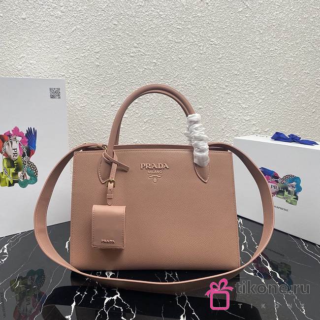  Prada Large Saffiano Leather Double Bag Powder Pink- 33×24.5×15cm - 1