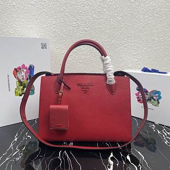  Prada Large Saffiano Leather Double Bag Scarlet - 33×24.5×15cm