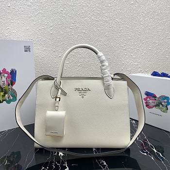  Prada Large Saffiano Leather Double Bag White - 33×24.5×15cm