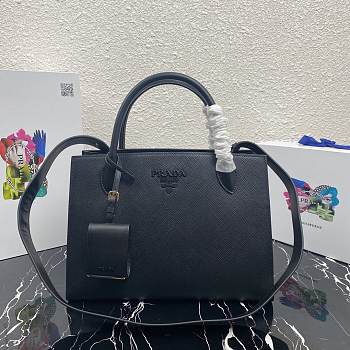  Prada Large Saffiano Leather Double Bag Black - 33×24.5×15cm