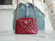 Chanel Mini Patent Leather Shell Bag Red - 11×16×5.5cm - 1