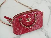 Chanel Mini Patent Leather Shell Bag Red - 11×16×5.5cm - 3