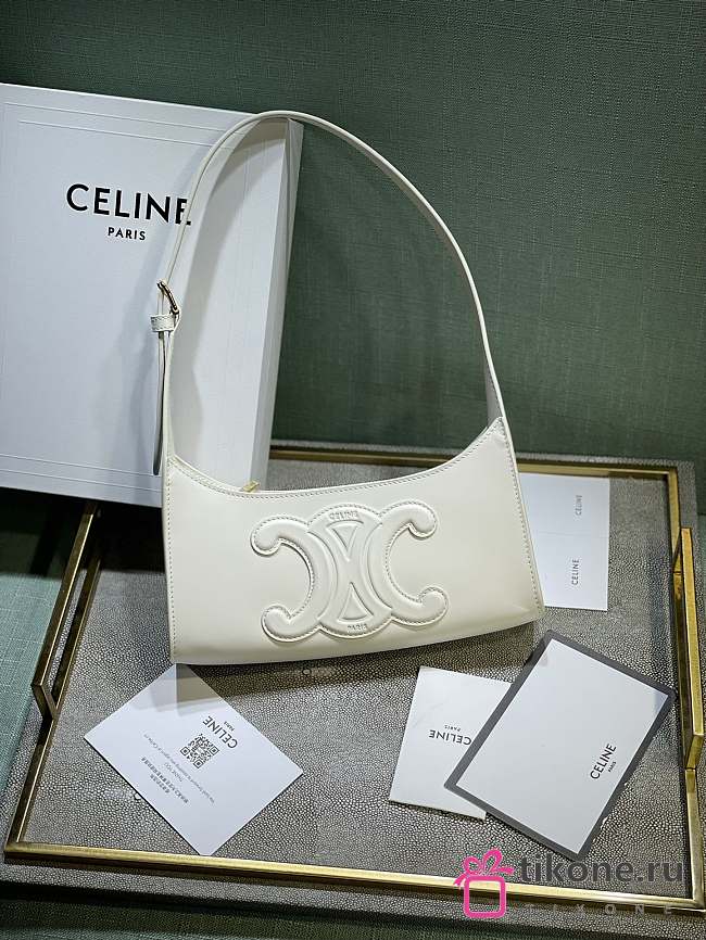 Celine Cuir Triomphe White - 24x13x5cm - 1