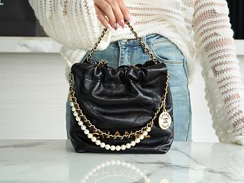 Chanel 22 Mini Bag Black With Pearl Chain - 18×22×6.5cm