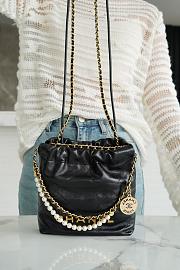 Chanel 22 Mini Bag Black With Pearl Chain - 18×22×6.5cm - 4