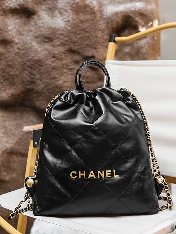 Chanel 22 Medium Black Bag With Gold Chain - 29x34x10.5cm