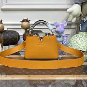 LV Capucines Mini Handbag Orange Taurillon Leather and Python Skin - 1