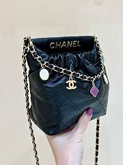 CHANEL Small Bucket Bag Lambskin Black - 16x17x7cm - 4