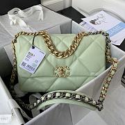 Chanel Goatskin Quilted Medium Chanel 19 Flag Light Green  - 1