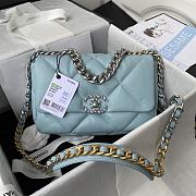 Chanel Goatskin Quilted Medium Chanel 19 Flag Light Blue - 1