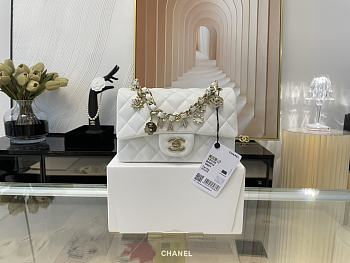 Chanel White Quilted Lambskin Valentine Charm - 7.8inch