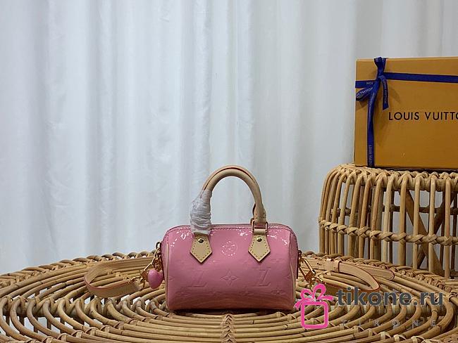 New Louis Vuitton Mochi Pink Monogram Vernis Nano Speedy 2023  - 1