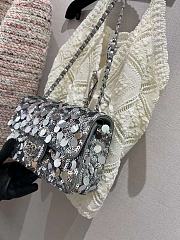 Chanel Sequin Classic Small Flap Silver  - 4