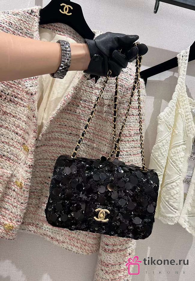 Chanel Sequin Classic Small Flap Black - 1