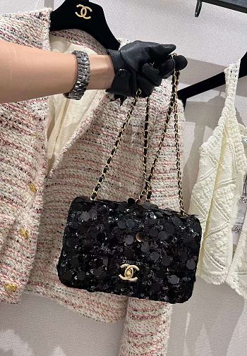 Chanel Sequin Classic Small Flap Black