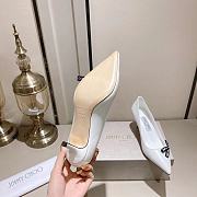 Jimmy Choo 'Romy' 85 Bow Embellished Leather Point Toe Punps White - 3