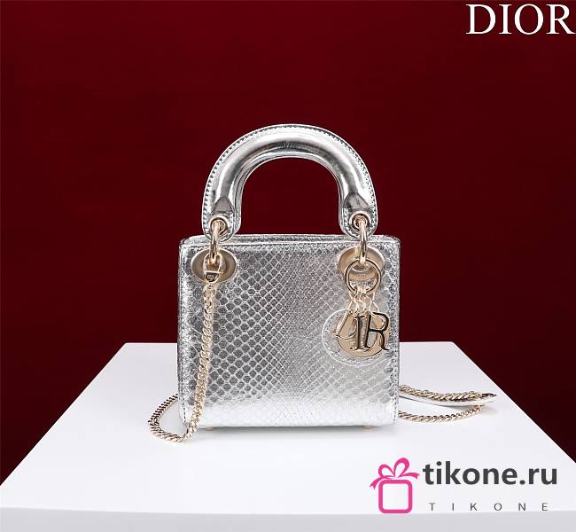 Mini Lady Dior Bag Silver - 17x15x7cm - 1