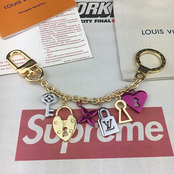 Louis Vuitton Love Lock Heart Key Chain Bag Charm and Key Holder