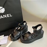 Chanel's New Wedge Heel Platform Sandals Black - 1