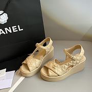 Chanel's New Wedge Heel Platform Sandals Beige - 1