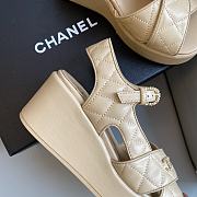 Chanel's New Wedge Heel Platform Sandals Beige - 3