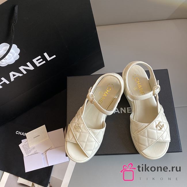 Chanel's New Wedge Heel Platform Sandals White - 1