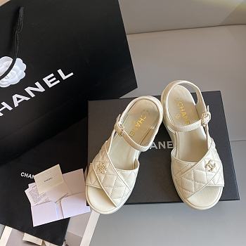 Chanel's New Wedge Heel Platform Sandals White