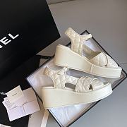 Chanel's New Wedge Heel Platform Sandals White - 4