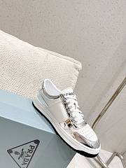 Prada White-Silver Leather Trainer - 3