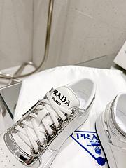 Prada White-Silver Leather Trainer - 4