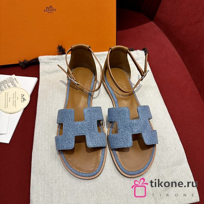 Hermes Santorini Shoes Blue-Brown - 1