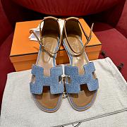 Hermes Santorini Shoes Blue-Brown - 4