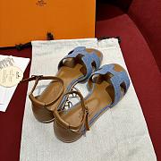 Hermes Santorini Shoes Blue-Brown - 2