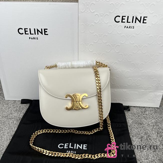 Celine Teen Besace Triomphe in White - 19x15x6cm - 1