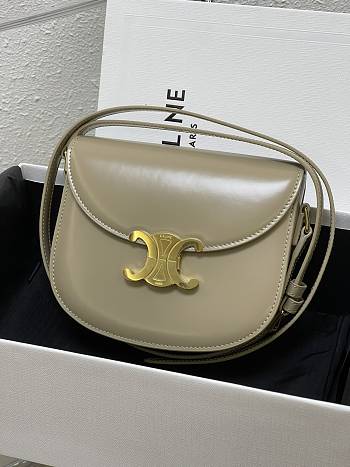 Celine Teen Besace Triomphe in Shiny Brown Leather - 18.5x6x16cm