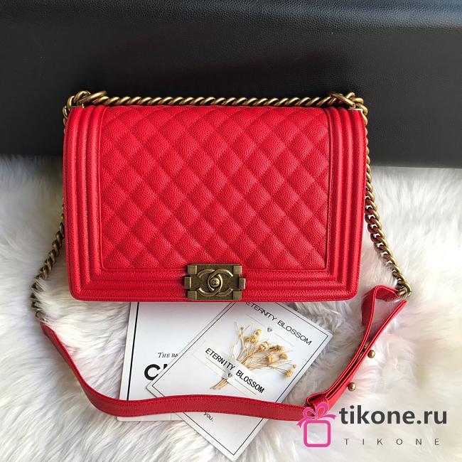 Chanel 28 Le Boy Large Size In Red - 1