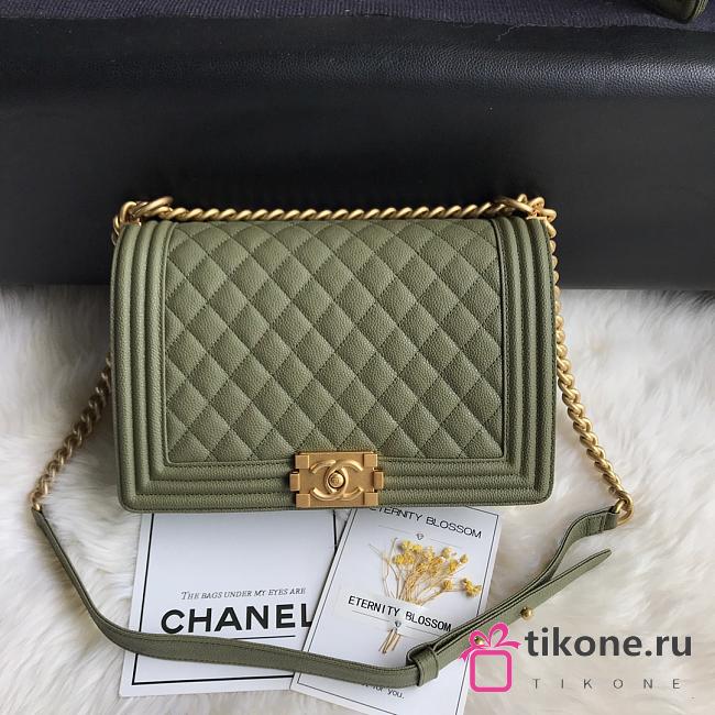 Chanel 28 Le Boy Large Size In Green Matte - 1