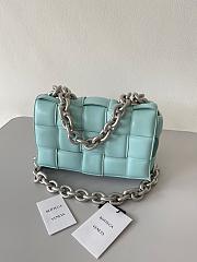 Bottega Veneta Silver Chain Cassette Padded Blue - 26x18x6cm - 5