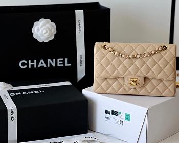Chanel 25 Beige Jumbo Caviar Bag With Gold Hardware 