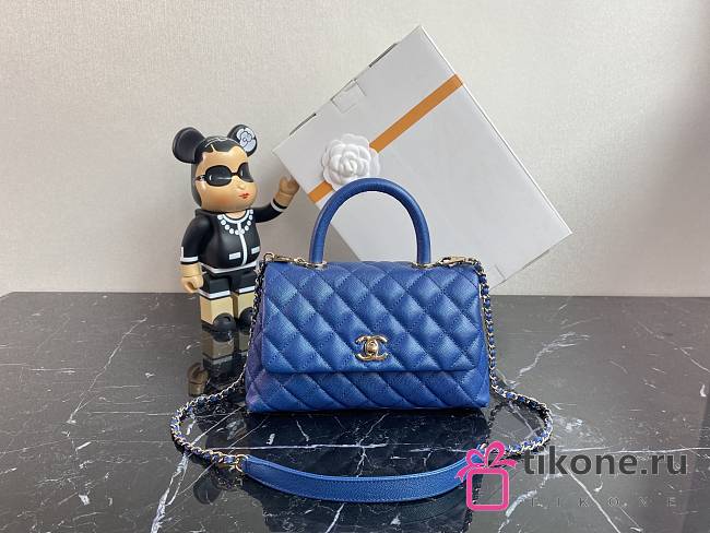 Chanel Classic Quilted Coco Handle Blue Caviar - 19x23x28cm - 1