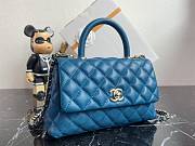 Chanel Classic Quilted Coco Handle Shiny Blue Caviar - 19x23x28cm - 5