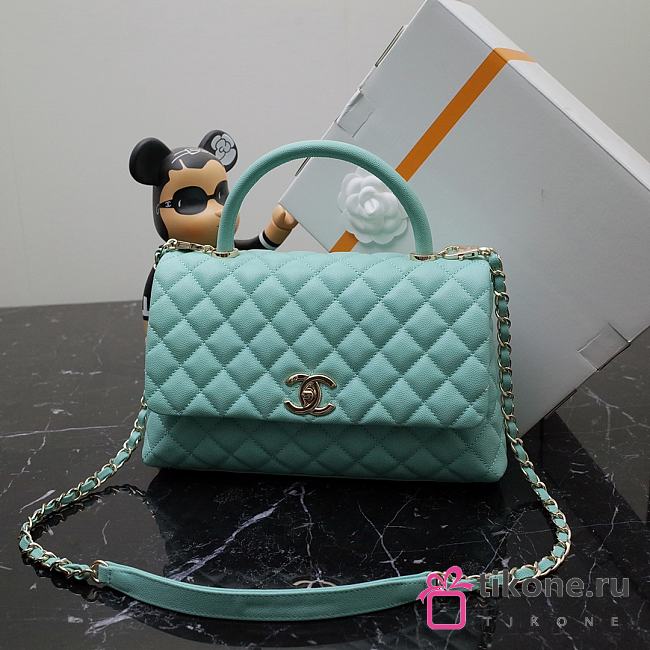 Chanel Classic Quilted Coco Handle Light Blue Caviar - 19x23x28cm - 1