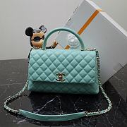 Chanel Classic Quilted Coco Handle Light Blue Caviar - 19x23x28cm - 1