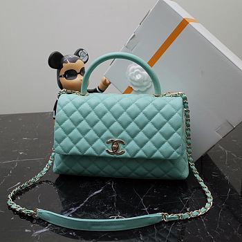Chanel Classic Quilted Coco Handle Light Blue Caviar - 19x23x28cm